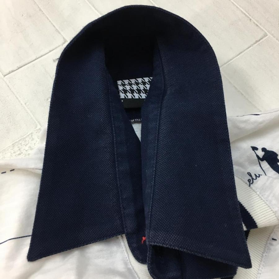 Russeluno（ラッセルノ） 半袖ポロシャツ 白×ネイビー ボーダー柄