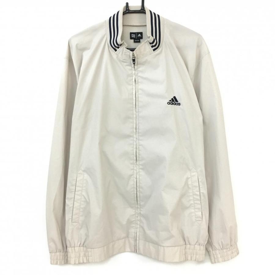 adidas（アディダス） ジャケットブルゾン ベージュ×ネイビー 裏・脇 