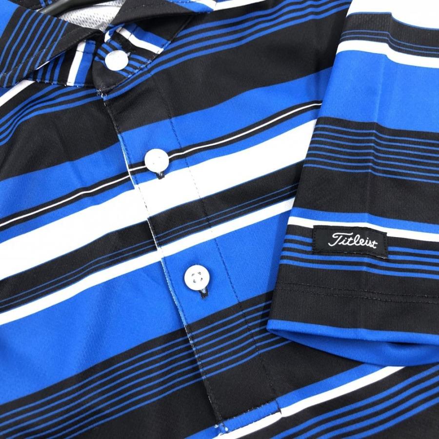 Titleist（タイトリスト） 半袖ポロシャツ ブルー×黒×白 ボーダー
