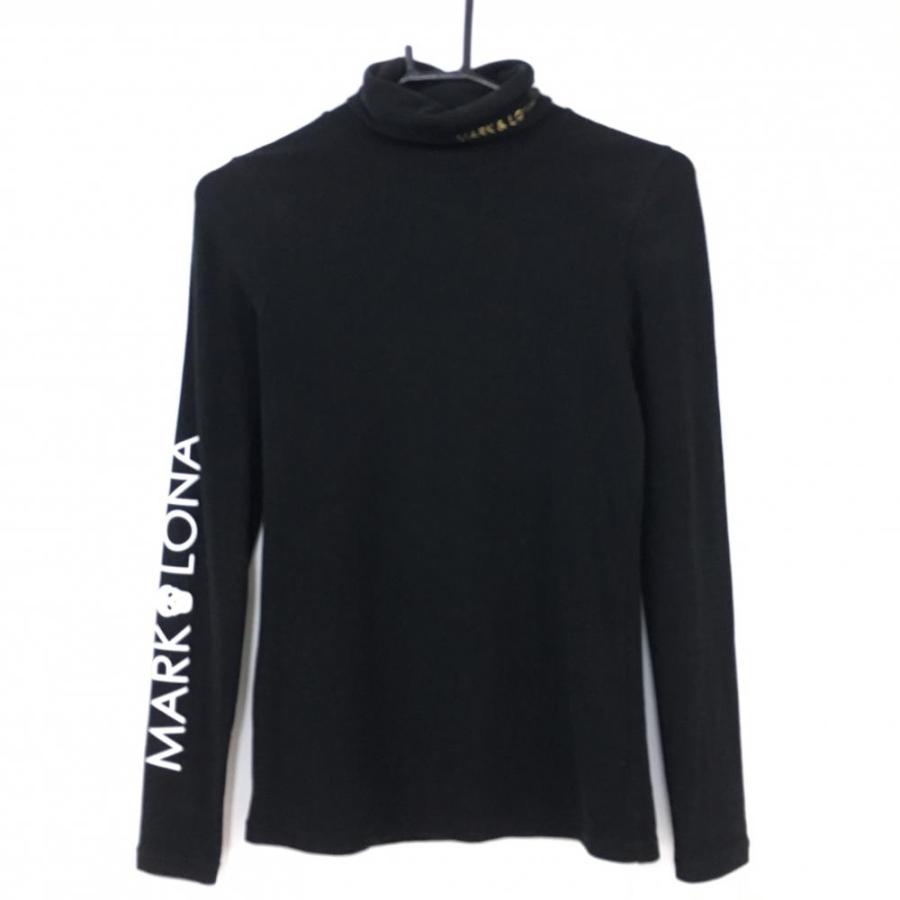 美品)MARK＆LONA マークアンドロナ 長袖ハイネックシャツ 黒 袖ロゴ 