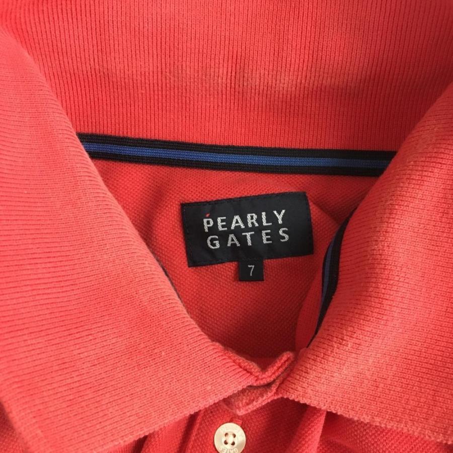 PEARLY GATES パーリーゲイツ 半袖ポロシャツ レッド×ネイビー 襟裏