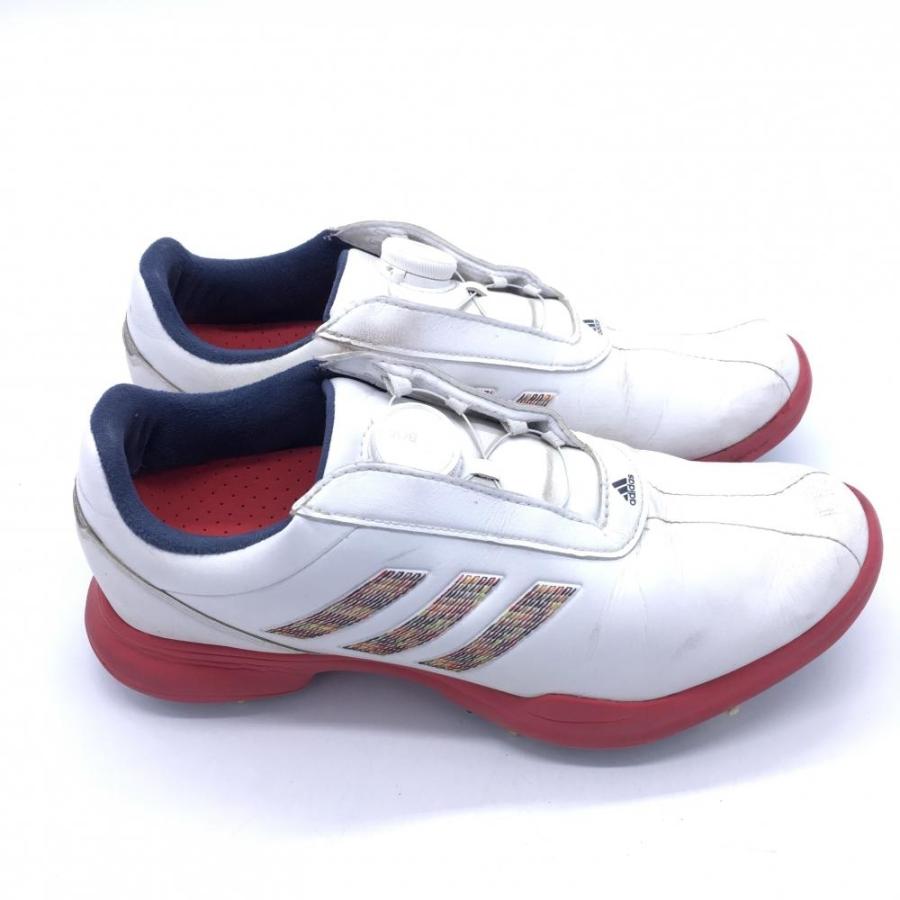 【美品】adidas ゴルフシューズ BOA ホワイト/レッド バッグ付き GO/LOOK!（ゴルック）｜adidas スタンスミス BOA スパイクレス ゴルフ