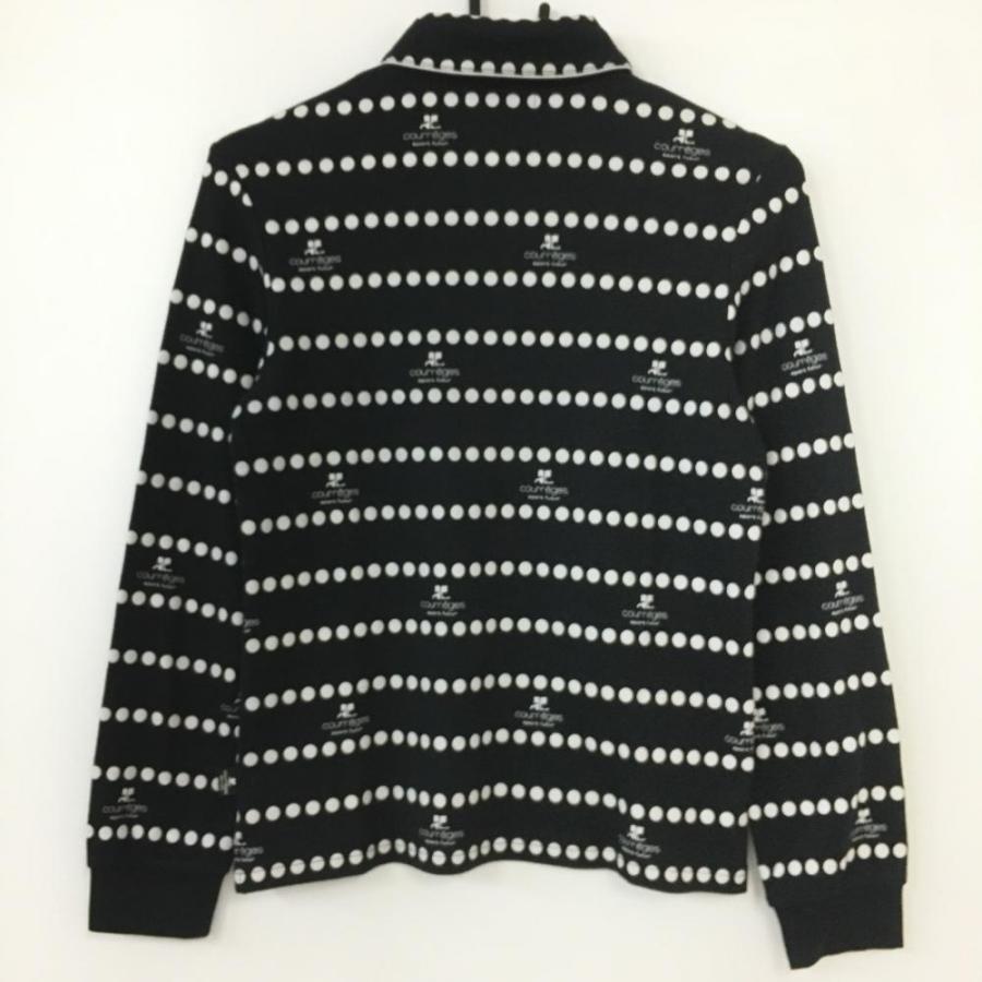 30%OFF価格／(美品)courreges クレージュ 長袖ポロシャツ 黒×白 ドット 