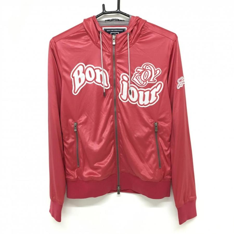 ZOY（ゾーイ） ジップパーカー ピンク×白 光沢 ブルゾン レディース 38