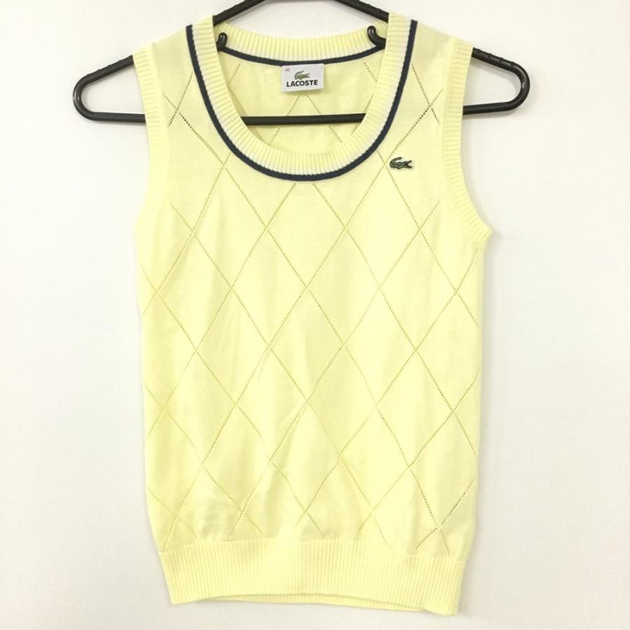 LACOSTE（ラコステ） ニットベスト イエロー×ネイビー コットン100 