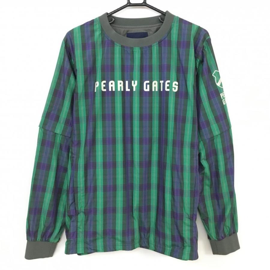 パーリーゲイツ 2WAYスニード グリーン×ネイビー チェック 袖着脱可 裏  