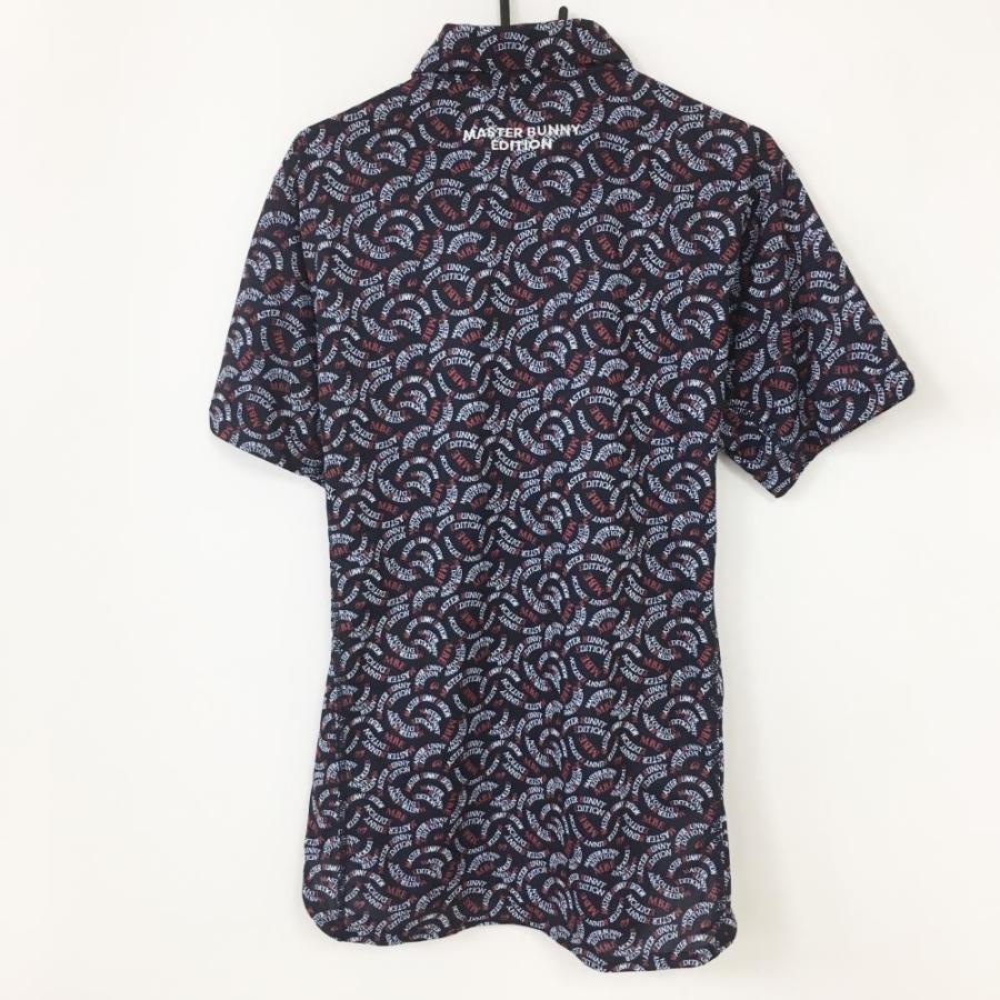 【超美品】マスターバニー 半袖ポロシャツ ネイビー×レッド 総柄 総柄 メンズ 4(M) ゴルフウェア 2025年モデル MASTER BUNNY EDITION 50%OFF価格／(超美品)2020年＊MASTER BUNNY EDITION マスターバニー