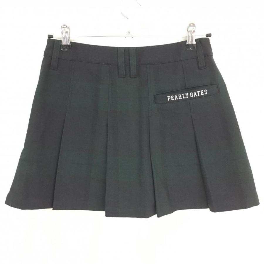 PEARLY GATES（パーリーゲイツ） プリーツスカート ダークグリーン×黒 