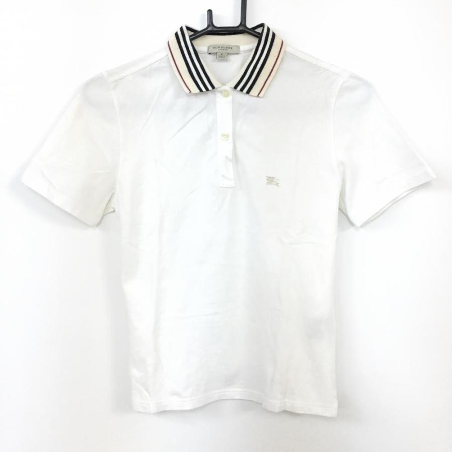 バーバリー 半袖ポロシャツ 白×ベージュ 襟ボーダー ロゴ刺? コットン混 レディース S ゴルフウェア BURBERRY GOLF/70%OFF価格 :1-240001087310:レオナード 通販 BURBERRY GOLF バーバリー ゴルフウェア 白 ポロシャツ メンズ