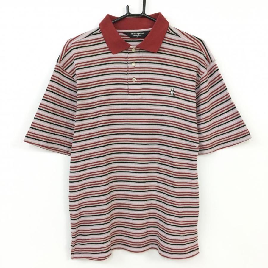 【美品】マンシングウェア Munsingwear ゴルフ ポロシャツ 赤 柄 美品】マンシングウェア Munsingwear ゴルフ ポロシャツ 赤 柄