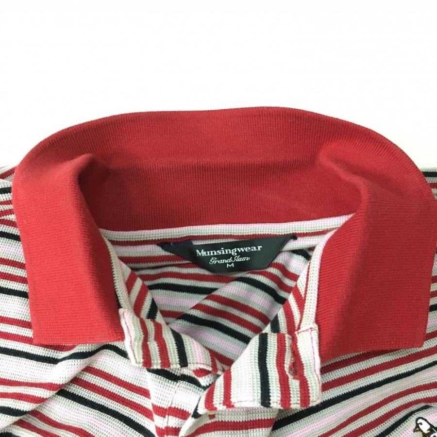 美品】マンシングウェア Munsingwear ゴルフ ポロシャツ 赤 柄