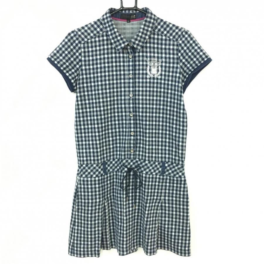 10%OFF価格／23区 23区スポーツ 半袖ポロワンピース ネイビー×白