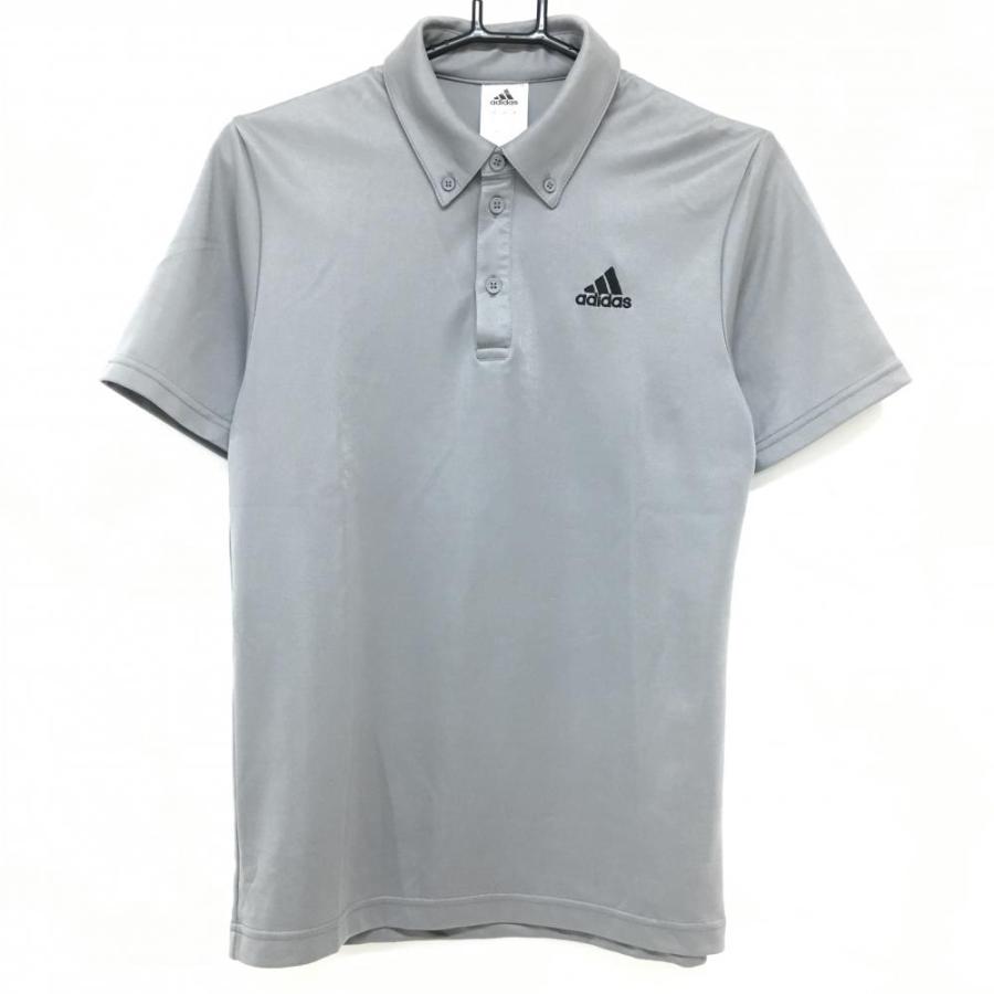 adidas（アディダス） 半袖ポロシャツ グレー×黒 ボタンダウン クリマ