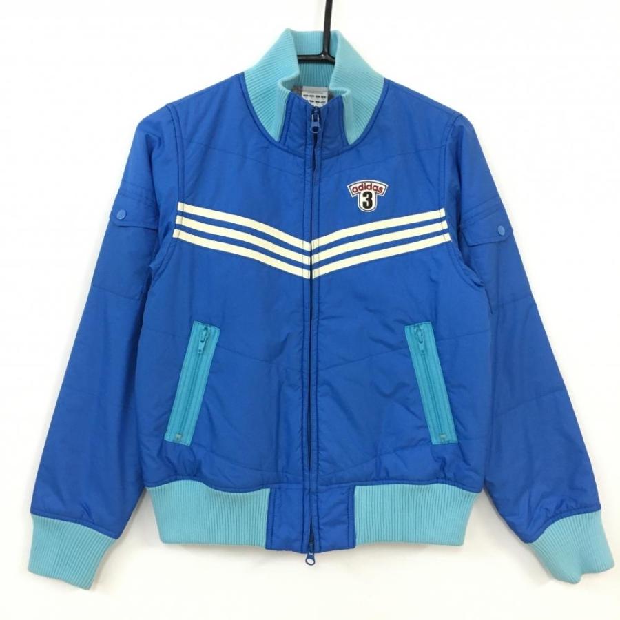 adidas（アディダス） 中綿ジャケット ブルー×白 3ライン 袖ポケット 