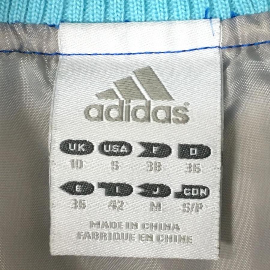 adidas（アディダス） 中綿ジャケット ブルー×白 3ライン 袖ポケット 