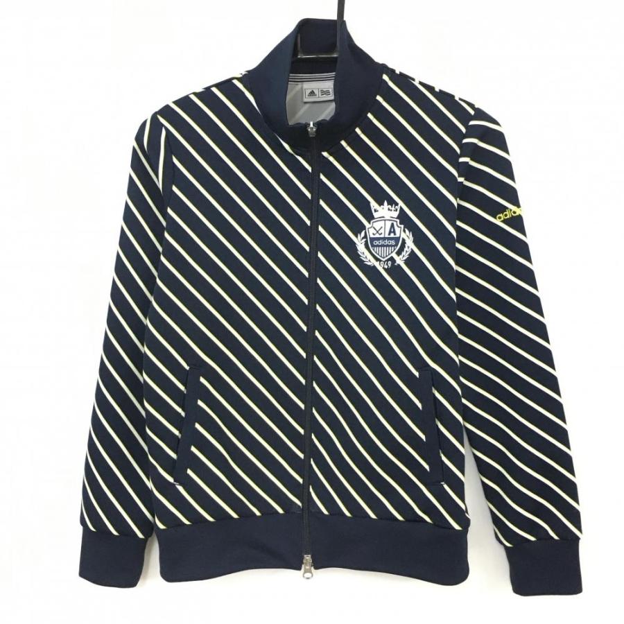 adidas（アディダス） ジャケットブルゾン ダークネイビー×白 斜め