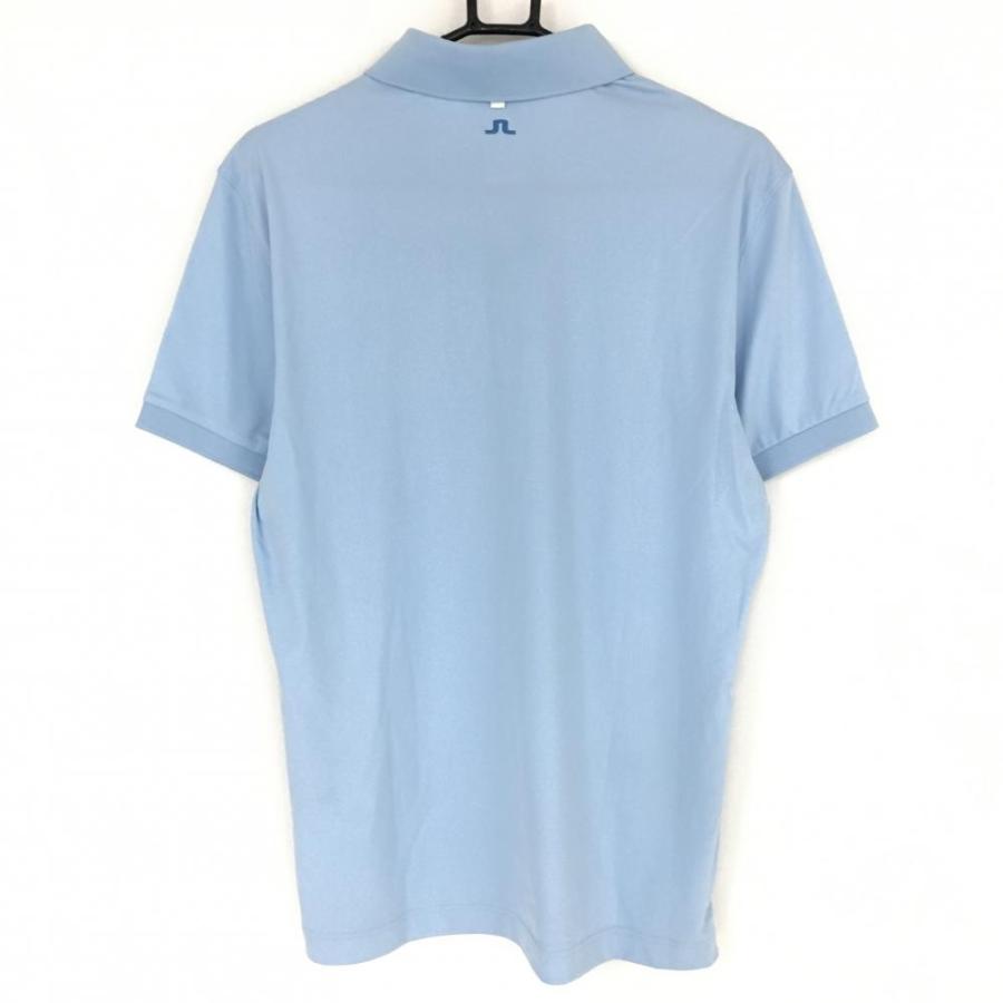 ジェイリンドバーグ　ポロシャツ ホワイト/ブルー Mサイズ ジェイリンドバーグ 半袖ポロシャツ ライトブルー×白 袖ロゴ