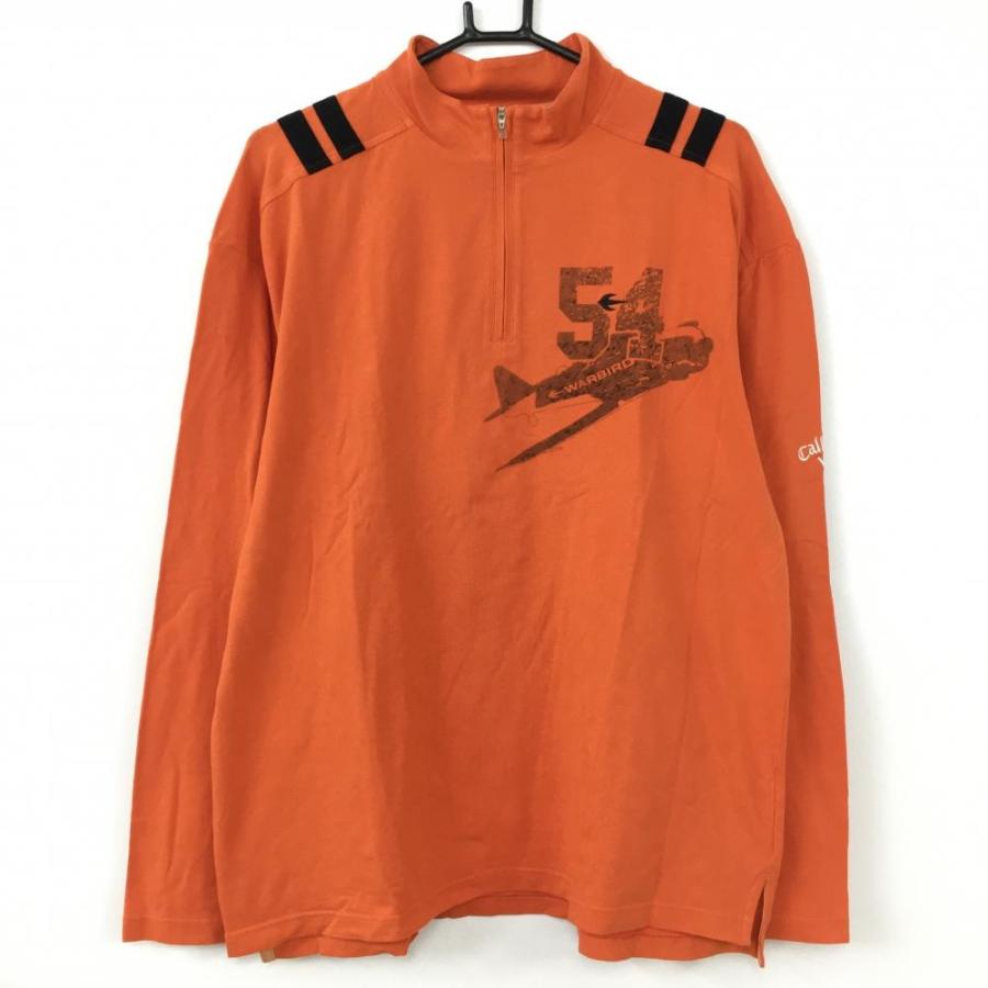 キャロウェイ 長袖ハイネックシャツ オレンジ×黒 ハーフジップ メンズ LL ゴルフウェア Callaway (美品)/50%OFF価格 :1-240001088176:レオナード 通販 キャロウェイ 長袖ハイネックシャツ オレンジ ボーダー織生地 ハーフジップ レディース M ゴルフウェア Callaway