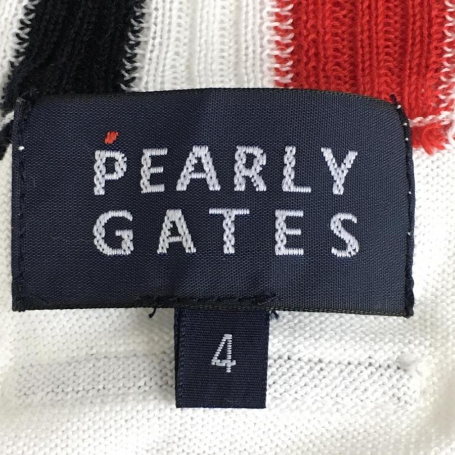 美品)PEARLY GATES パーリーゲイツ ニットベスト 白 リブボーダー