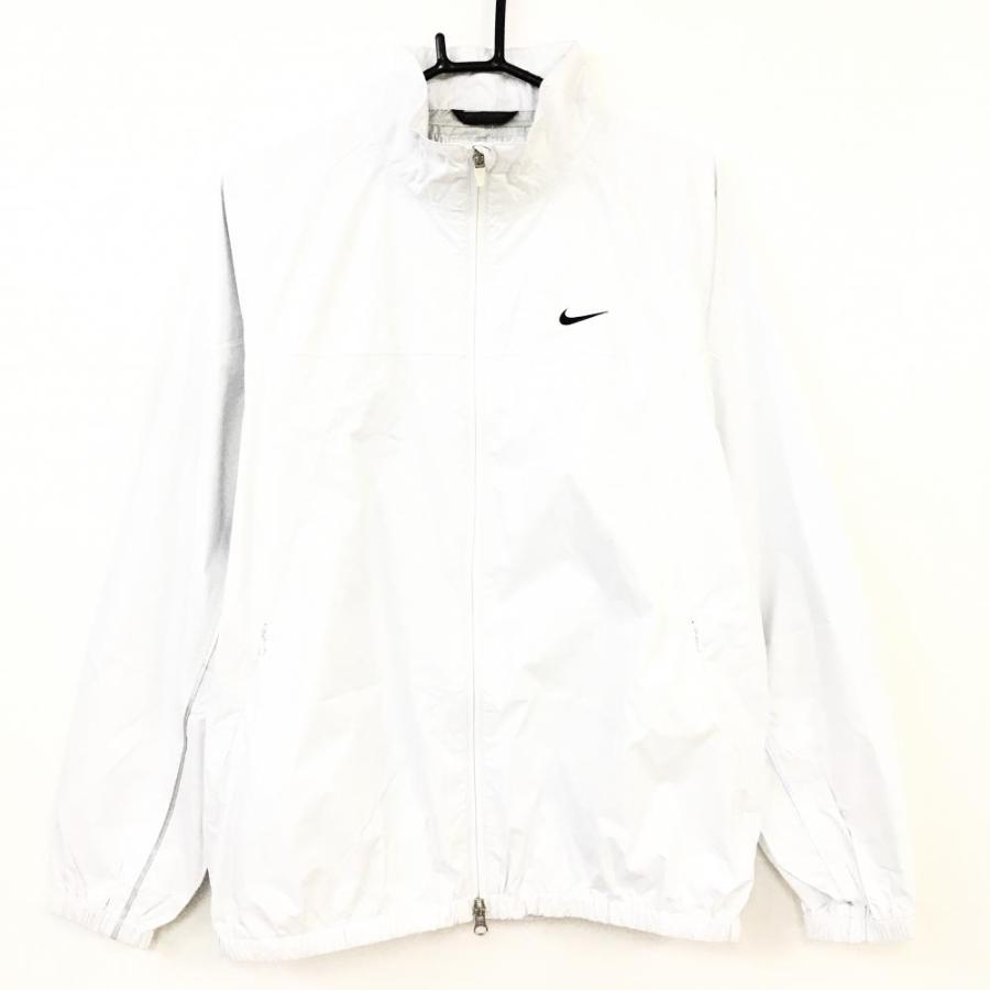 美品)NIKE ナイキゴルフ レインブルゾン 白×グレー フルジップ 収納袋