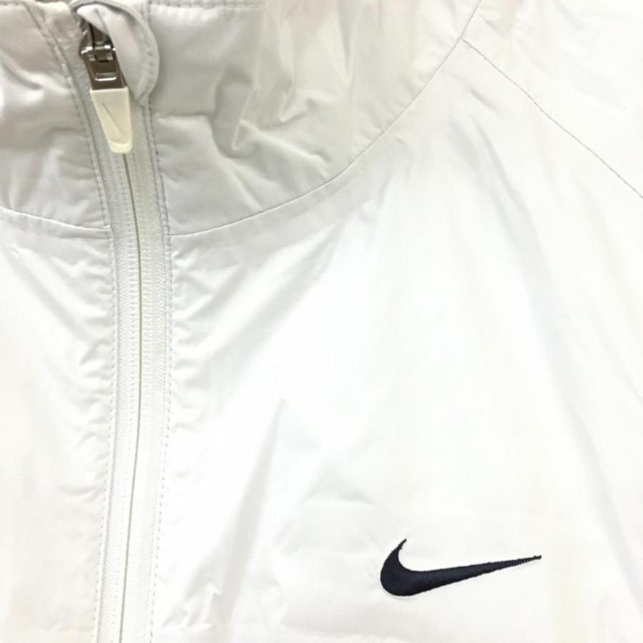 美品)NIKE ナイキゴルフ レインブルゾン 白×グレー フルジップ 収納袋