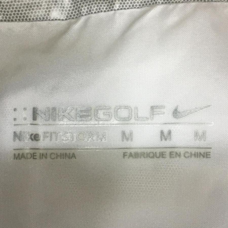美品)NIKE ナイキゴルフ レインブルゾン 白×グレー フルジップ 収納袋