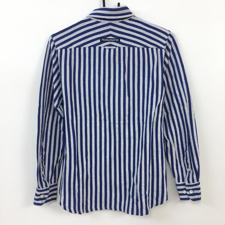 美品)PEARLY GATES パーリーゲイツ 長袖ポロシャツ ブルー×白