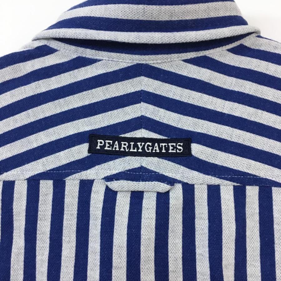 美品)PEARLY GATES パーリーゲイツ 長袖ポロシャツ ブルー×白