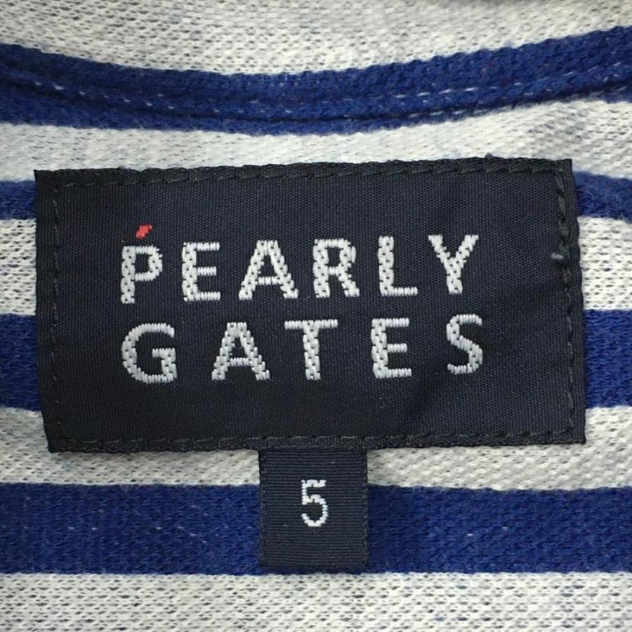 美品)PEARLY GATES パーリーゲイツ 長袖ポロシャツ ブルー×白