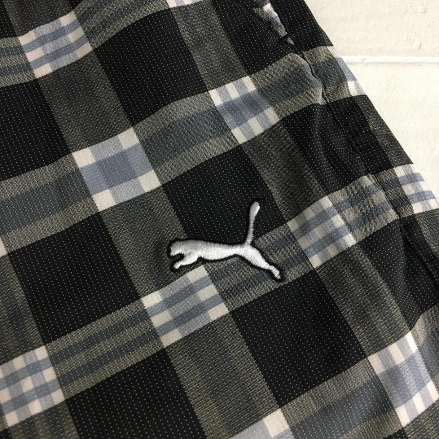 PUMA（プーマ） パンツ 黒×グレー×ブルー チェック柄 総柄 メンズ L