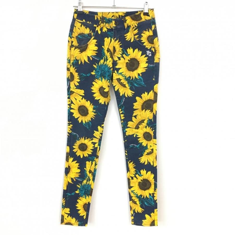 PEARLY GATES - パーリーゲイツ30周年限定ひまわり柄パンツサイズ1 訳あり＊PEARLY GATES パーリーゲイツ パンツ ネイビー×イエロー