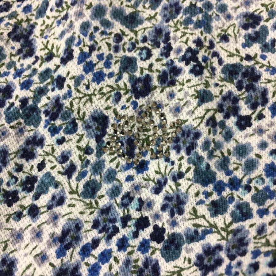 ZOY ゾーイ×LIBERTY 半袖ポロシャツ ネイビー×白 小花柄 総柄