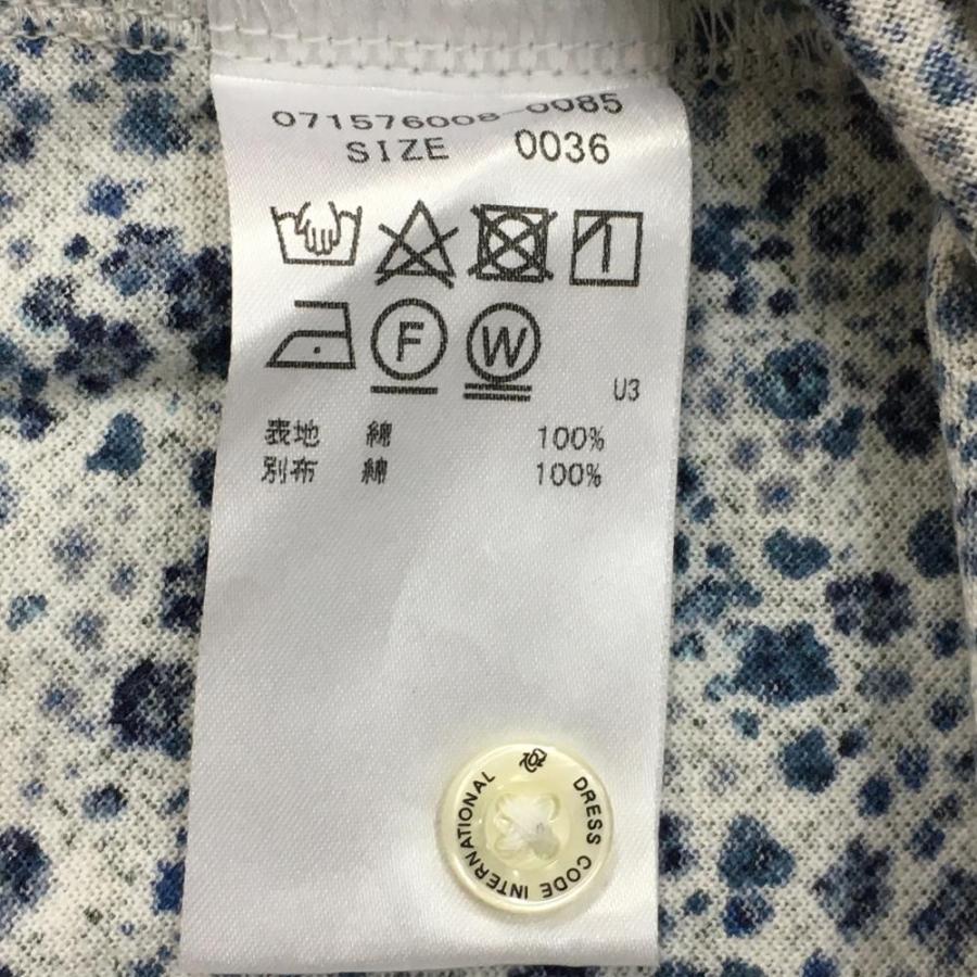 ゾーイ×リバティ★総柄★薄手ストレッチポロシャツ【レディース サイズ36（S）】 ZOY ゾーイ×LIBERTY 半袖ポロシャツ ネイビー×白 小花柄 総柄
