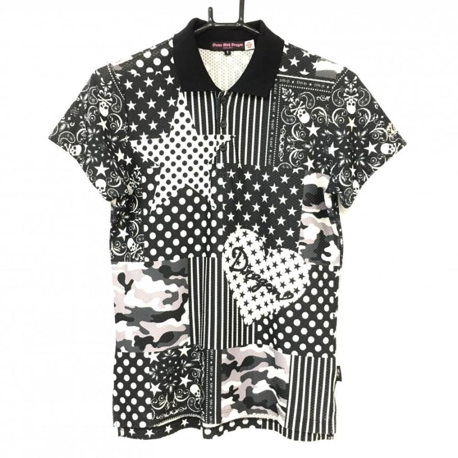 ダンス　ウィズ　ドラゴン　ゴルフ　シャツ　半袖 星　黒　ブラック ダンス ウィズ ドラゴン ゴルフ シャツ 半袖 星 黒 ブラック ダンス