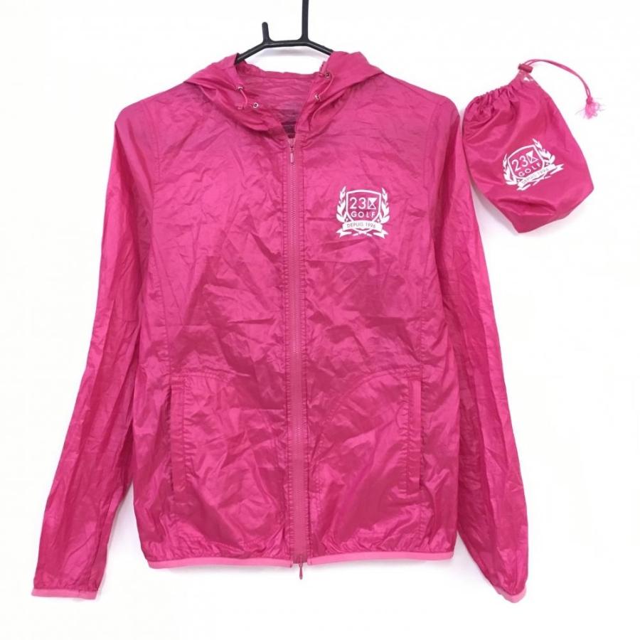 23区GOLF 23区ゴルフ ジップパーカー ピンク×白 薄手 ポケッタブル
