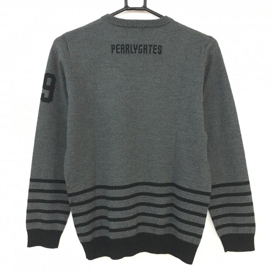 超美品)PEARLY GATES パーリーゲイツ 長袖ニットセーター 杢グレー×黒