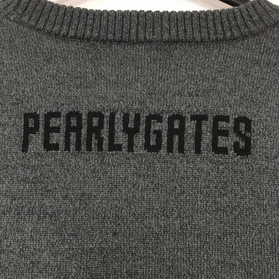 超美品)PEARLY GATES パーリーゲイツ 長袖ニットセーター 杢グレー×黒