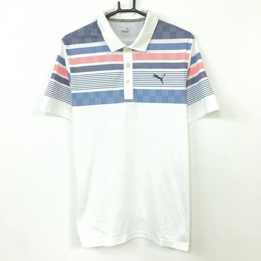 プーマ 半袖ポロシャツ 白×ネイビー 一部ボーダー メンズ US S/P ゴルフウェア PUMA （美品）／70%OFF価格  :1-240001088732:レオナード 通販 