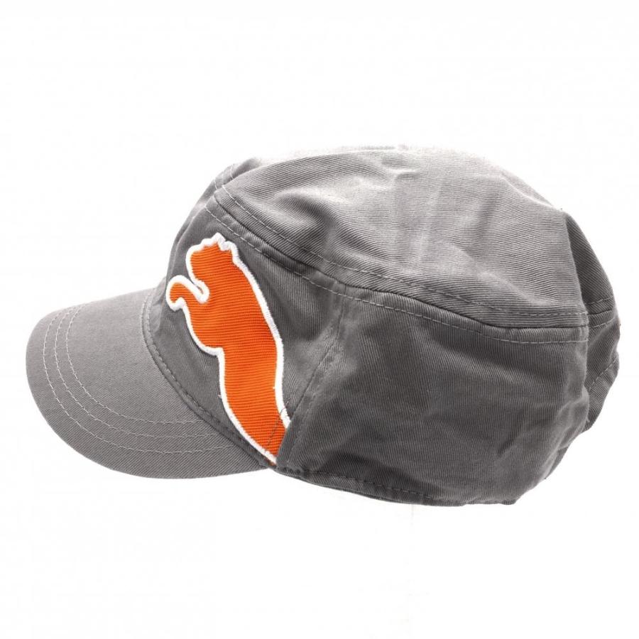 美品)PUMA プーマ ワークキャップ グレー×オレンジ ビックロゴ ONESIZE