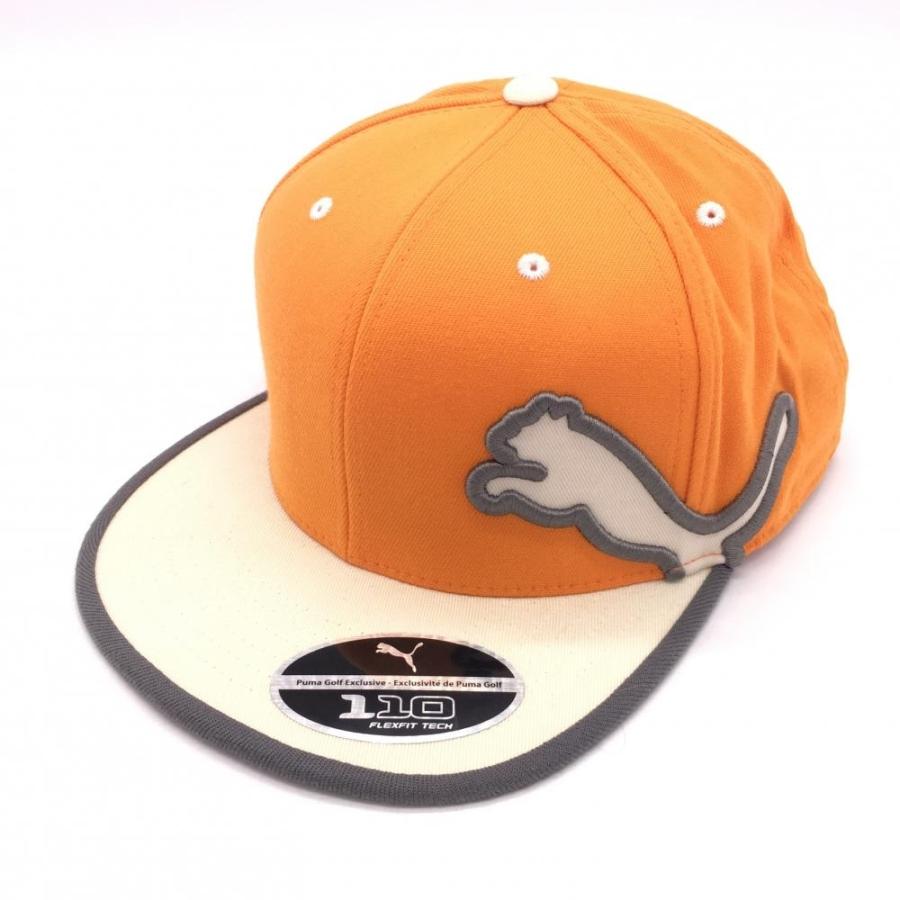 PUMA プーマ フラットキャップ オレンジ×白 ビックロゴライン ONE SIZE