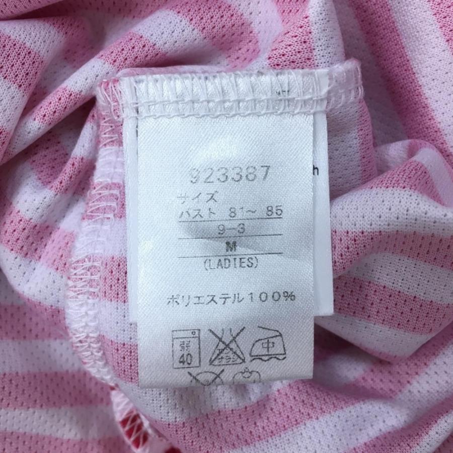 プーマ 半袖ポロシャツ レッドピンク×白 ボーダー 襟内側斜め  