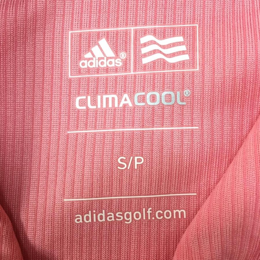 アディダス 半袖ポロシャツ ピンク×白 ストライプ織生地 クリマクール  