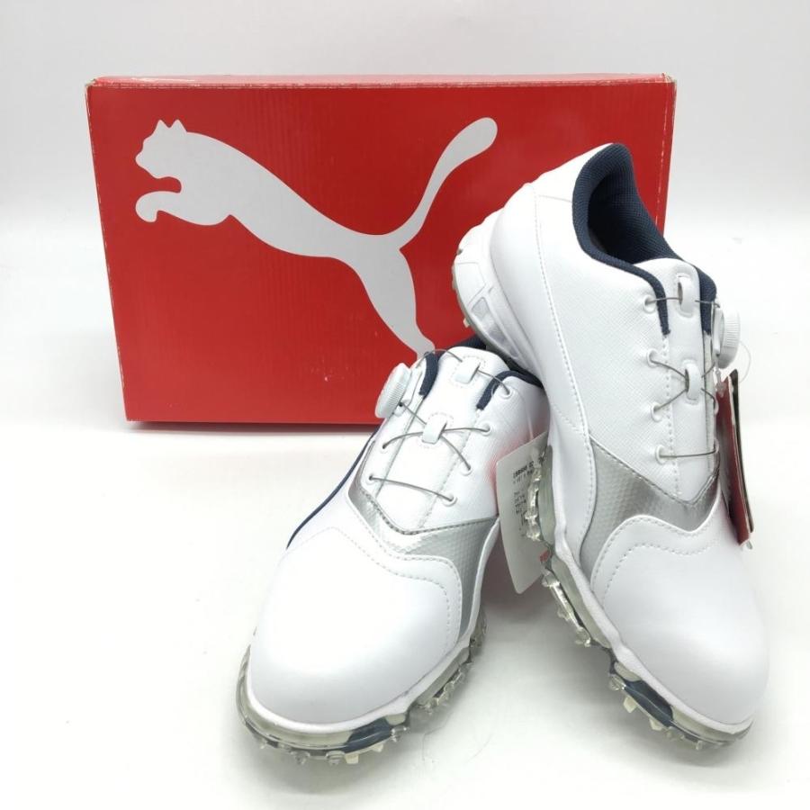 10%OFF価格／(新品)PUMA プーマ ゴルフシューズ 白×ブルーグレー