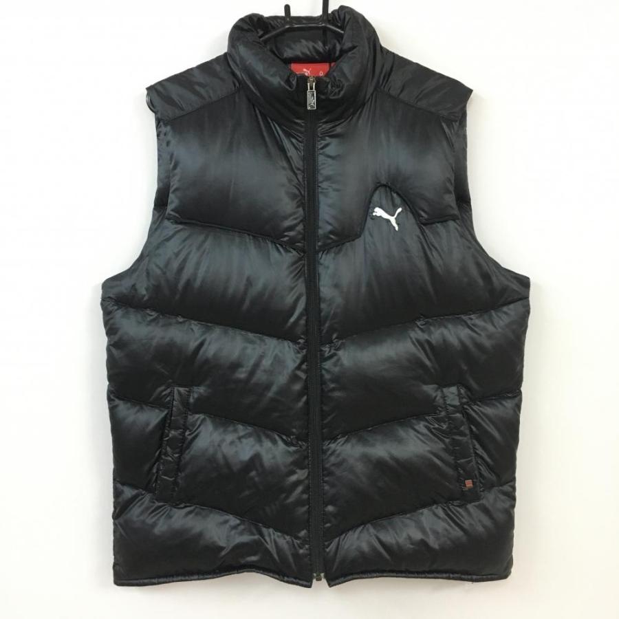 美品)PUMA プーマ ダウンベスト 黒 フルジップ シンプル メンズ 美品)PUMA プーマ ダウンベスト 黒 フルジップ シンプル メンズ