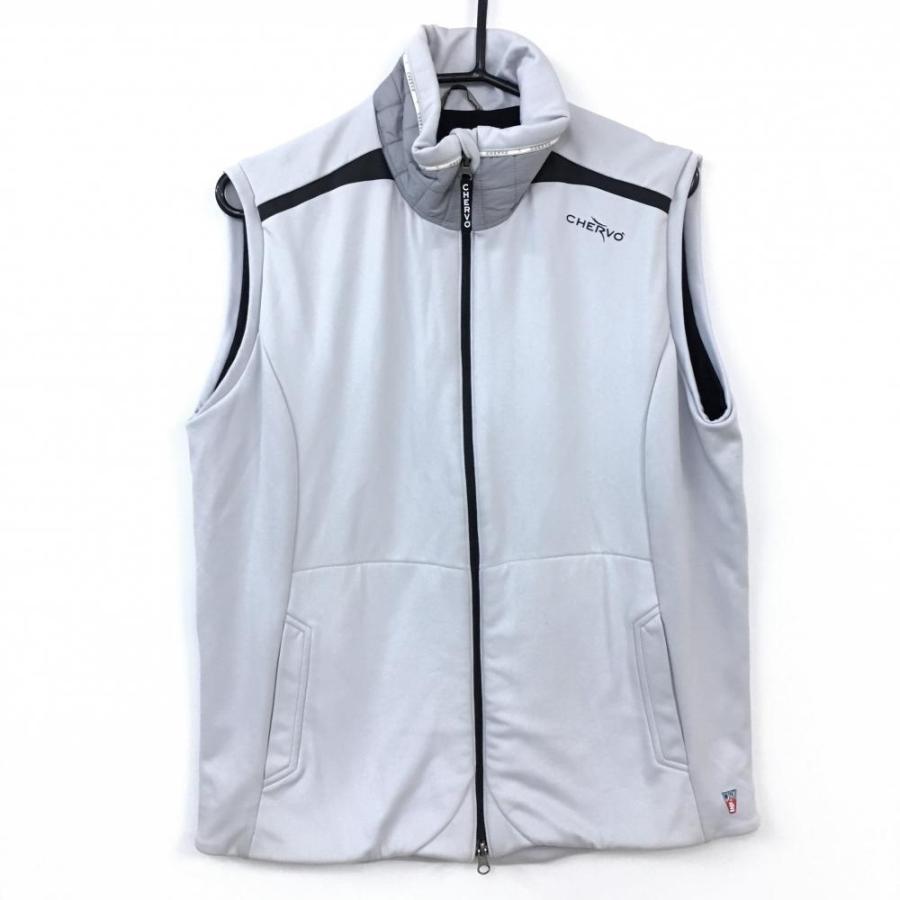 CHERVO シェルボ アウターベスト ライトグレー×黒 ダブルジップ