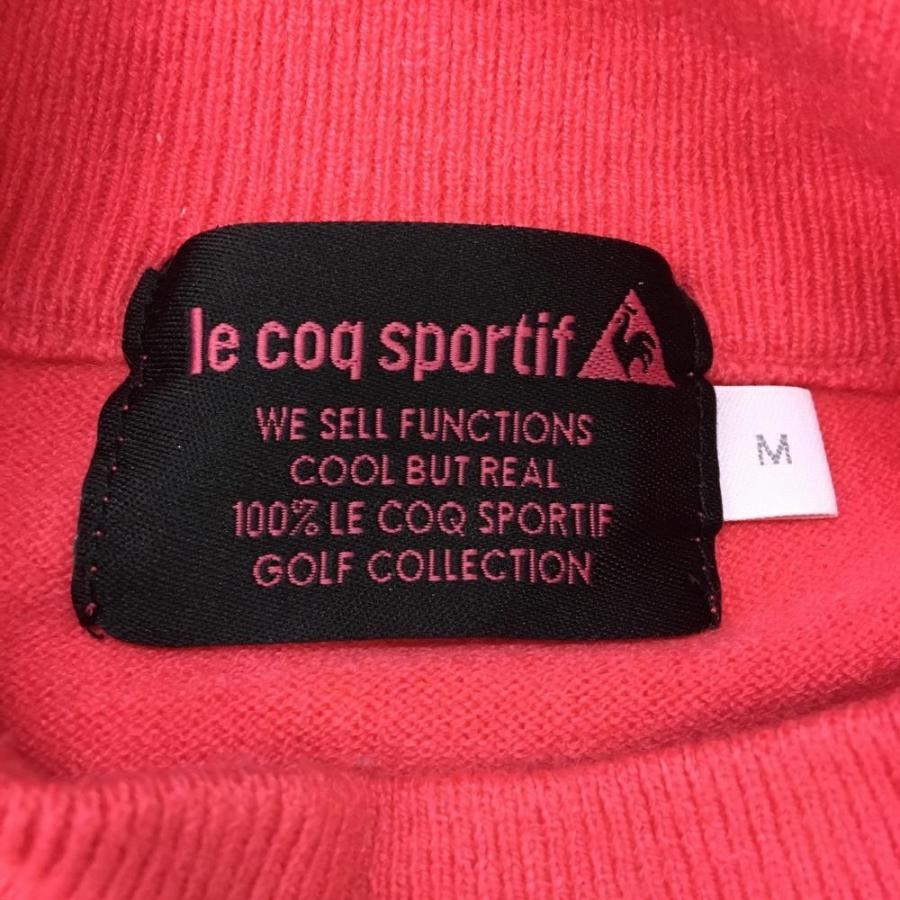 美品)le coq sportif ルコック 半袖ニットセーター ピンク×黒 ロゴ