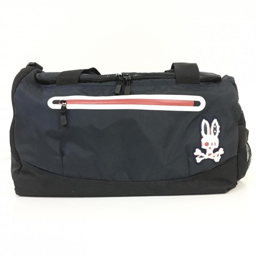 美品)Psycho Bunny サイコバニー ボストンバッグ ネイビー×白 シューズ 