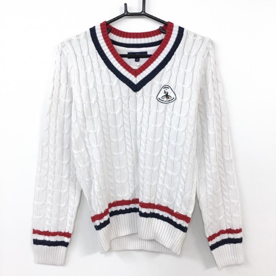 30%OFF価格／(新品)Callaway キャロウェイ セーター 白×ネイビー V