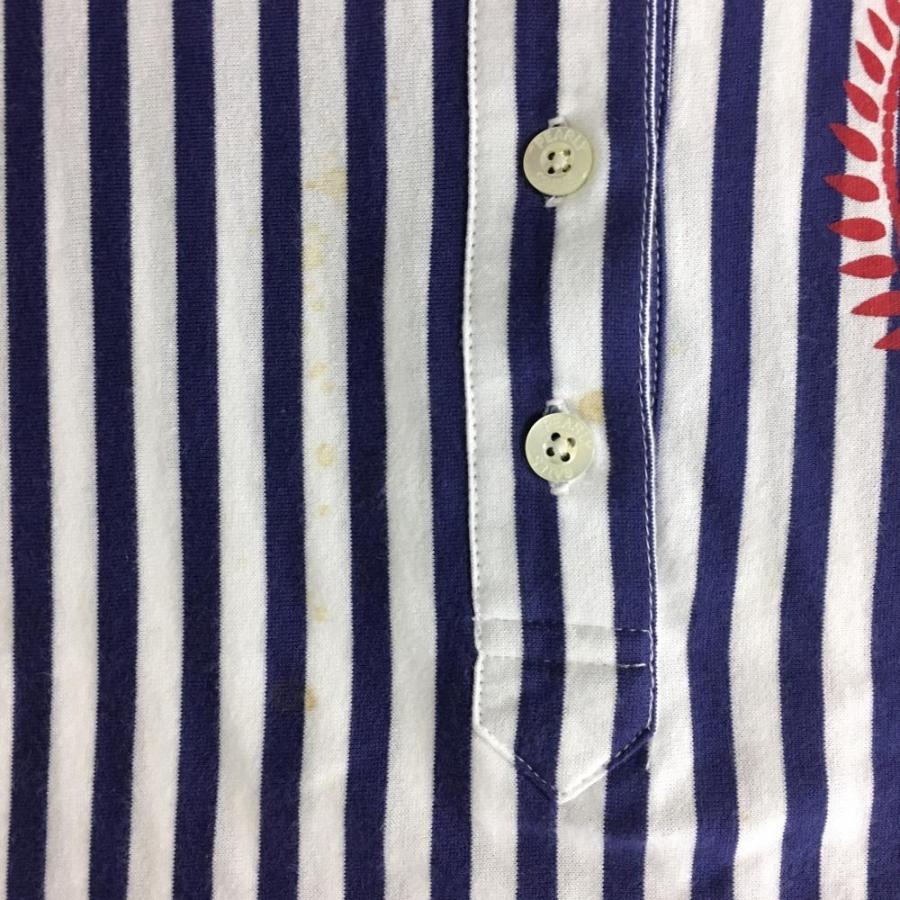 PEARLY GATES（パーリーゲイツ） 長袖ポロシャツ 白×ブルー ストライプ