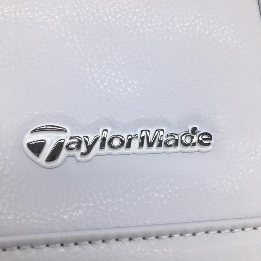 最新モデル 美品 テーラーメイド Taylor Made ダウン ホワイト ロゴ 美品)TaylorMade テーラーメイド ポーチ 白×黒 ロゴワッペン ゴルフ
